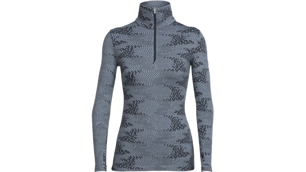 Icebreaker Vertex Long Sleeve Half Zip Flurry - Women's-Ice Blue/Jet Heather-Large