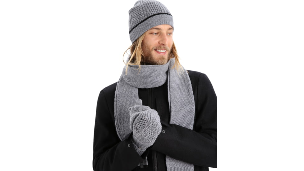 Icebreaker Waypoint Mittens, Gritstone Heather/Black, Medium, IB104830A11M