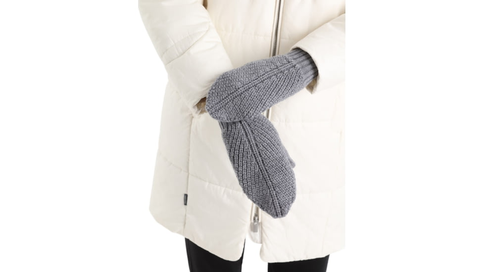 Icebreaker Waypoint Mittens, Gritstone Heather/Black, Medium, IB104830A11M