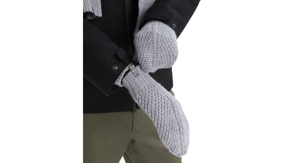Icebreaker Waypoint Mittens, Gritstone Heather/Black, Medium, IB104830A11M