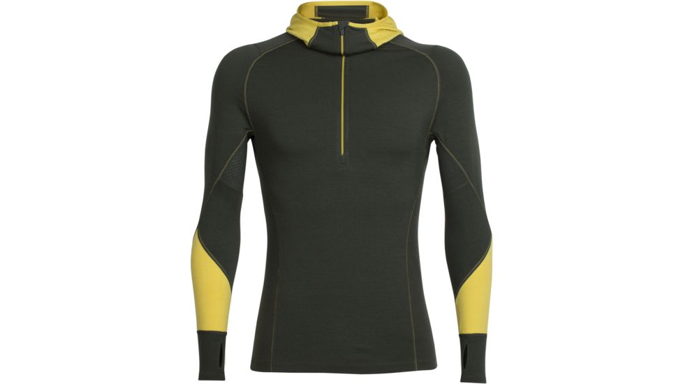 Icebreaker Winter Zone Long Sleeve Half Zip Hood - Men's-Kale/Sulfur/Sulfur-Large
