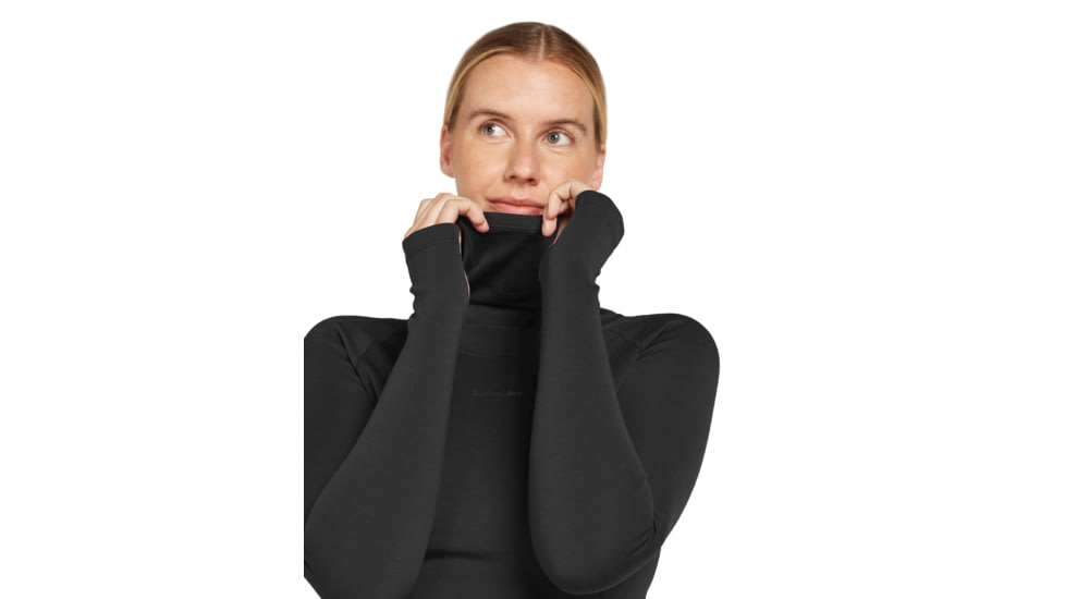 Icebreaker Women 300 MerinoFine Polar LS Roll Neck, Black, M, IB0A5755001M