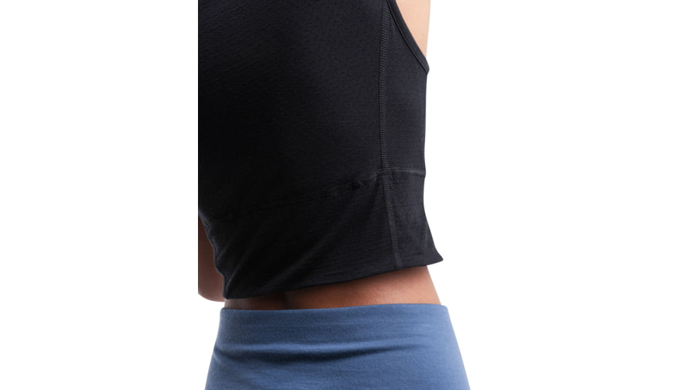 Icebreaker Women Merino 125 ZoneKnit Energy Wind Cropped Bra-Tank, Black, L, IB0A56XT001L