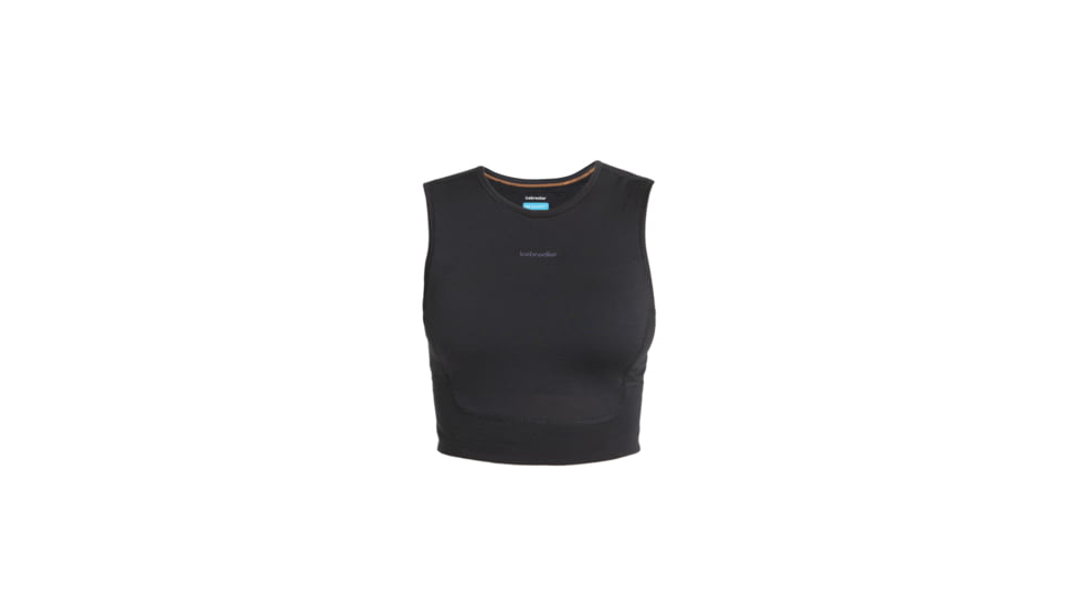 Icebreaker Women Merino 125 ZoneKnit Energy Wind Cropped Bra-Tank, Black, L, IB0A56XT001L