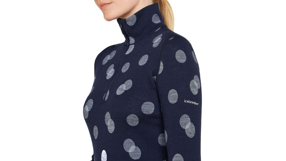 Icebreaker Women Merino 260 Vertex LS Half Zip Falling Flakes, Midnight Navy/Snow/J, M, IB0A574P259M
