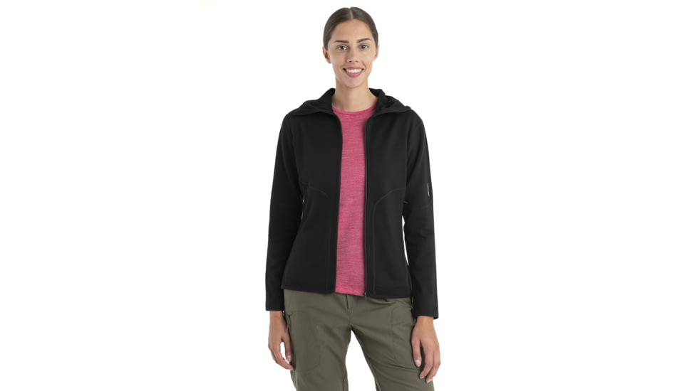 Icebreaker Women Merino 560 Realfleece Elemental LS Zip Hoodie, Black, M, IBBA56SS001M