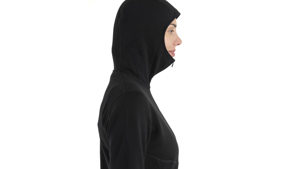 Icebreaker Women Merino 560 Realfleece Elemental LS Zip Hoodie, Black, M, IBBA56SS001M