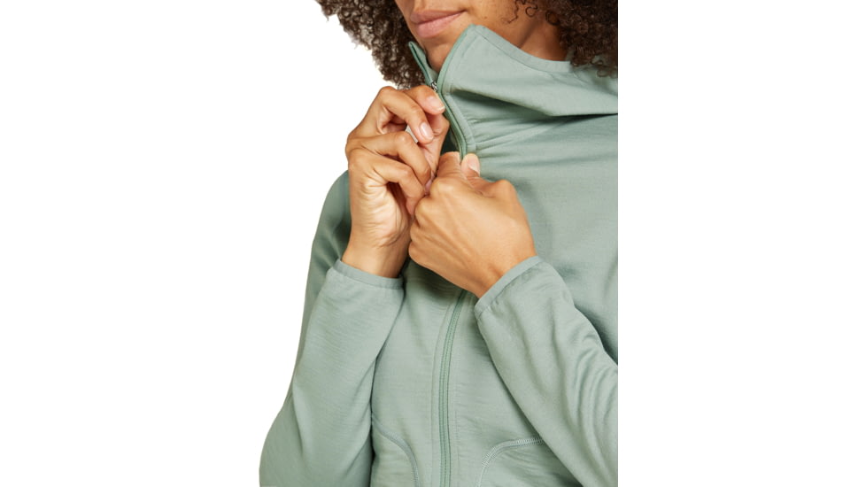 Icebreaker Women Merino 560 Realfleece Elemental LS Zip Hoodie, Moss, L, IBBA56SS01GL
