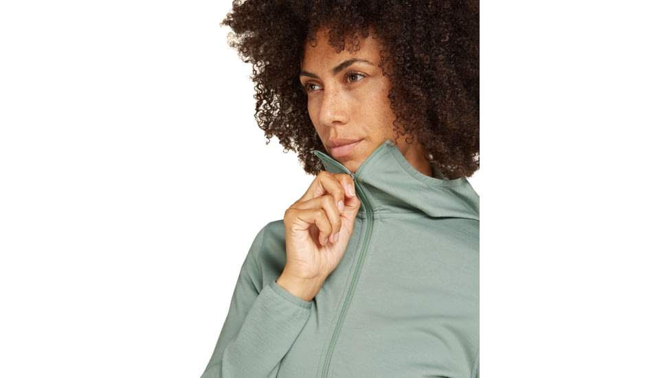 Icebreaker Women Merino 560 Realfleece Elemental LS Zip Hoodie, Moss, L, IBBA56SS01GL