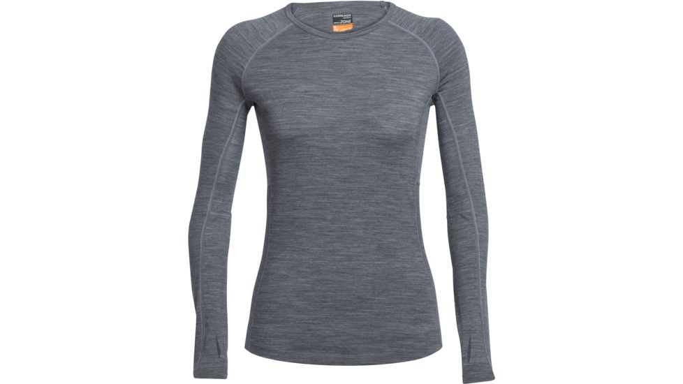 Icebreaker Zone Long Sleeve Crew - Women's-Gritstone Heather/Snow-X-Small