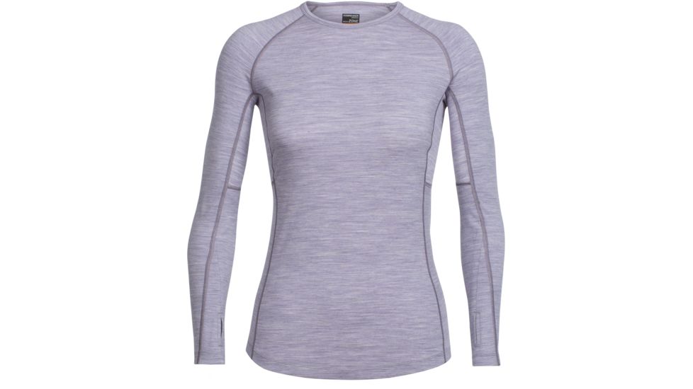 Icebreaker Zone Long Sleeve Crew - Women's-Silk Heather/Eggplant-Medium