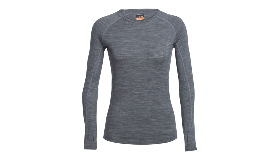 Icebreaker Zone Long Sleeve Crewe, Gritstone Hthr/Snow, XL, 102570002XL