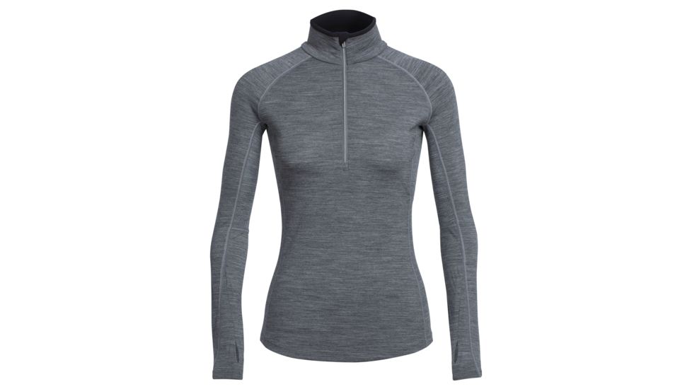 Icebreaker Zone Long Sleeve Half Zip, Gritstone Hthr/Snow, XL, 102571002XL