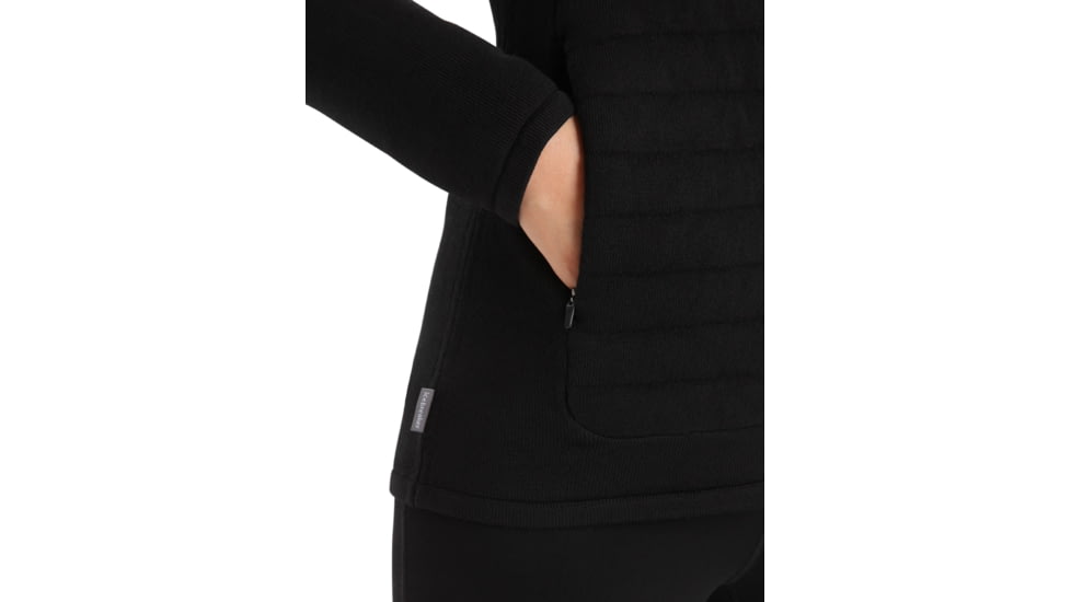 Icebreaker ZoneKnit Insulated Long Sleeve Zip Hoodie - Womens, Black, Small, IB0A59HG001S