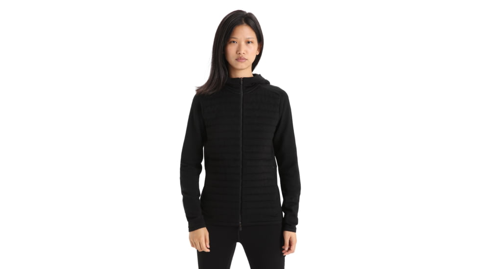 Icebreaker ZoneKnit Insulated Long Sleeve Zip Hoodie - Womens, Black, Small, IB0A59HG001S