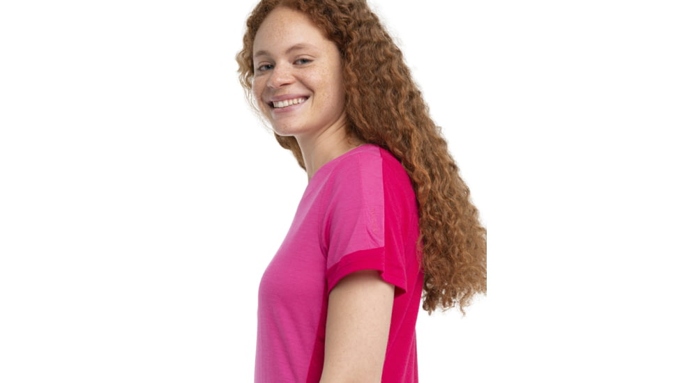 Icebreaker ZoneKnit Short Sleeve T-Shirt - Womens, Tempo/Electron Pink/Cb, Small, IB0A56OU858S