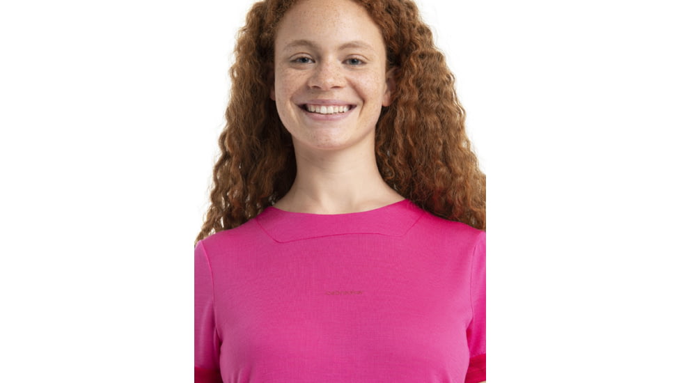 Icebreaker ZoneKnit Short Sleeve T-Shirt - Womens, Tempo/Electron Pink/Cb, Small, IB0A56OU858S