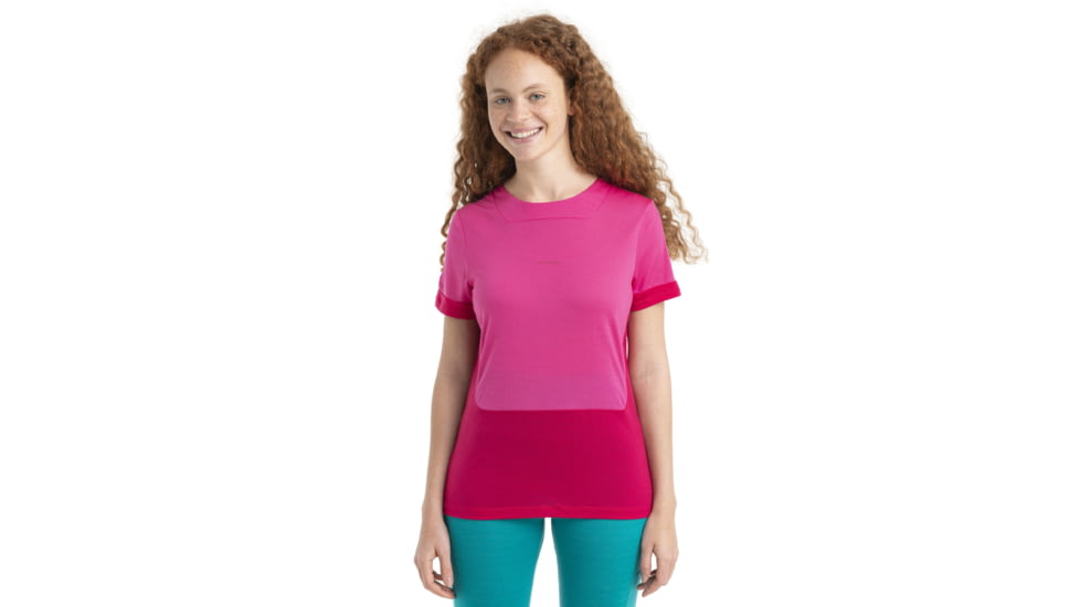 Icebreaker ZoneKnit Short Sleeve T-Shirt - Womens, Tempo/Electron Pink/Cb, Small, IB0A56OU858S