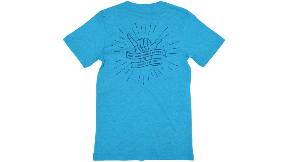 IceMule Coolers Hang Loose Tee - Mens, Turquoise shirt with Navy ink, 3557911691357
