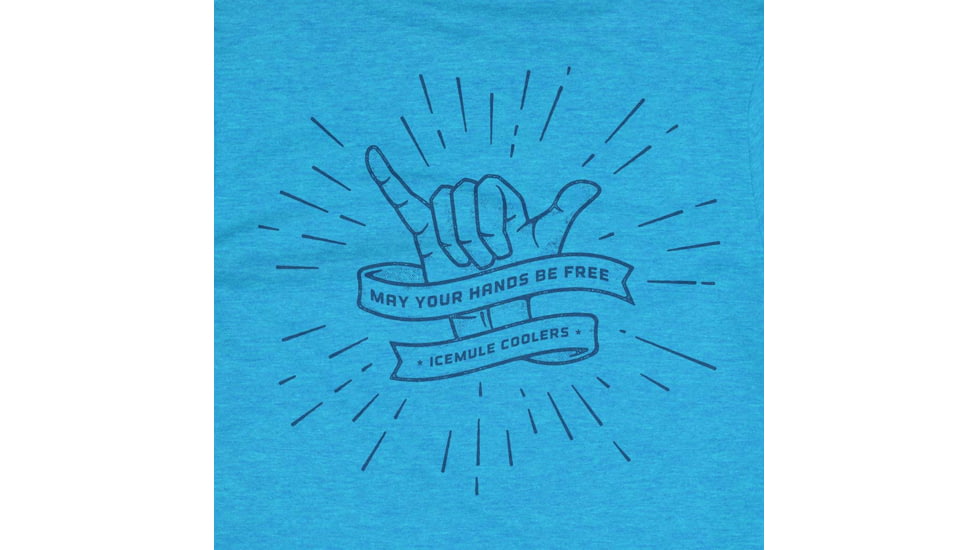 IceMule Coolers Hang Loose Tee - Mens, Turquoise shirt with Navy ink, 3557911691357
