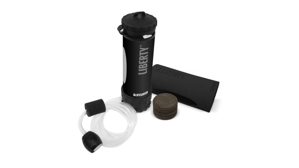 Icon LifeSaver Liberty bottle 2000UF Starter Pack, Black, 3.78x 3.78x 13.11in LB-LI-SP-BK