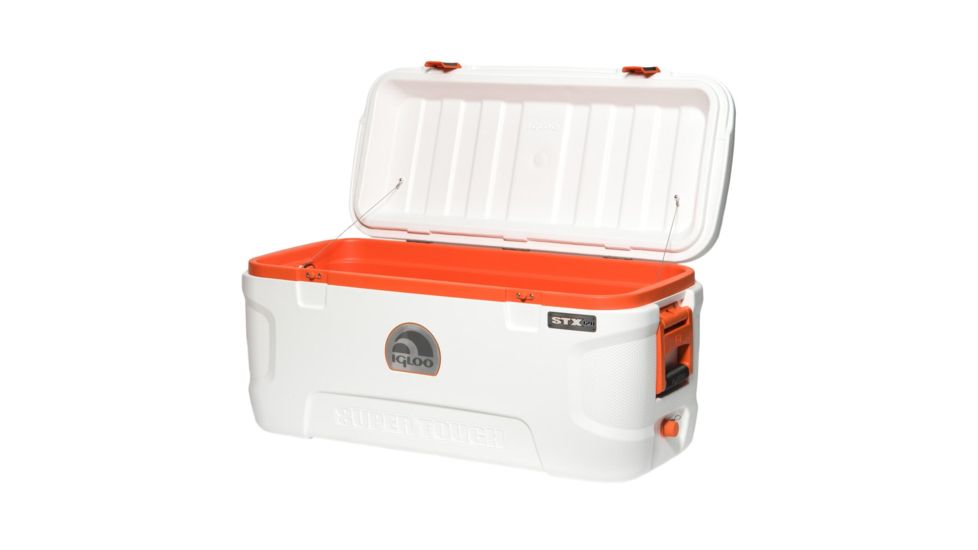 Igloo Super Tough Cooler Stx, 120 Qt, White/Orange 00044807
