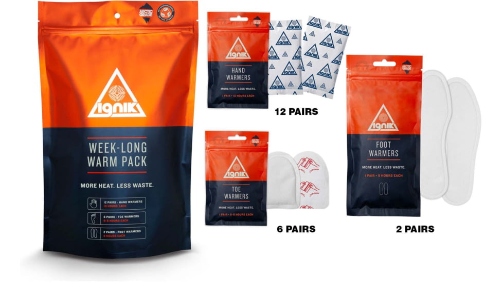 Ignik Week-long Warm Pack, 12x Hand, 6x Toe, 2x Foot Multi-Pack, IGAIR-00721MP