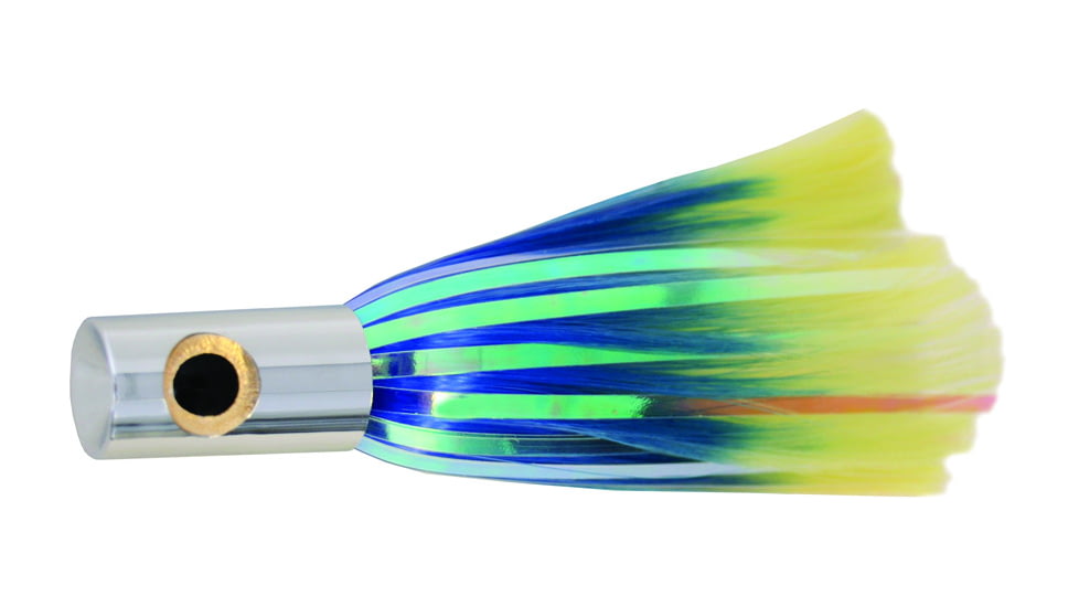 Iland Sailure Flasher Trolling Lure, 5 1/2in 3-D Eyes, 5 - 8 Kts, 1/2oz, Conical Chrome Head/Blue &amp; Yellow DOL Skirt, SA300F-DOL