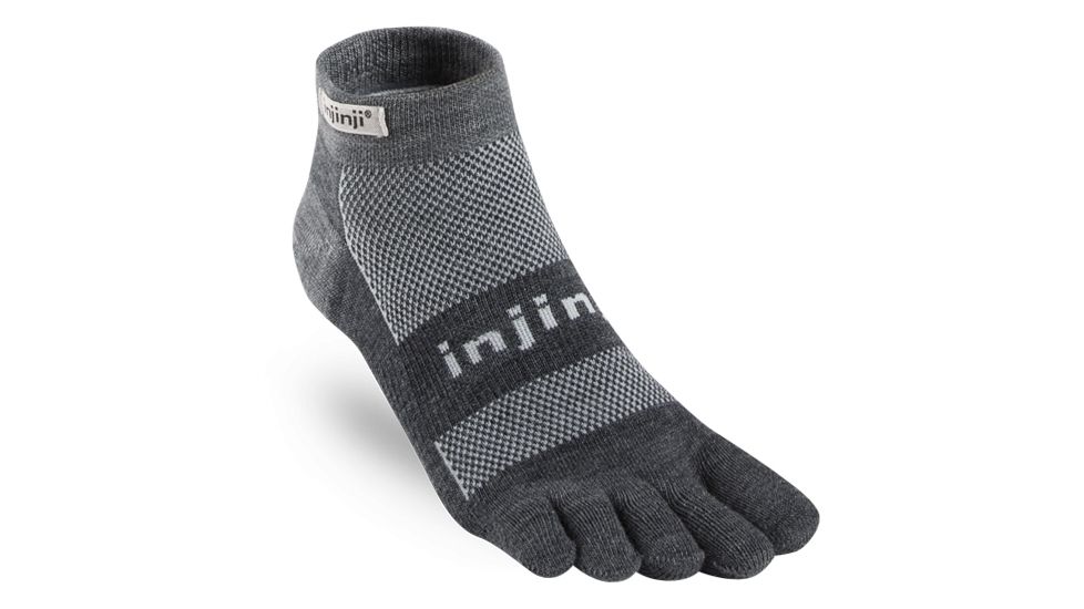 Injinji 2.0 Outdoor Midweight Mini Crew Nuwool Socks - Mens, Charcoal And Black, Small, 223220-CBS-S