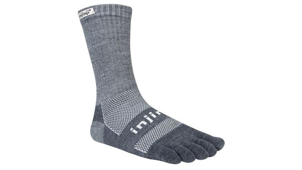Injinji 2.0 Outdoor Midweight Crew Nuwool Socks - Mens, Charcoal And Black, Medium, 223370-CBS-M