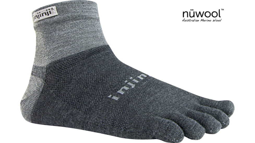 Injinji Run 2.0 Lightweight Mini-Crew NuWool Socks - Men's-Charcoal-Medium