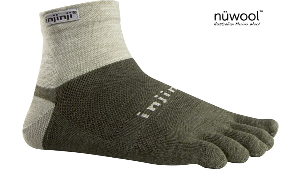 Injinji Run 2.0 Lightweight Mini-Crew NuWool Socks - Men's-Oatmeal-Medium