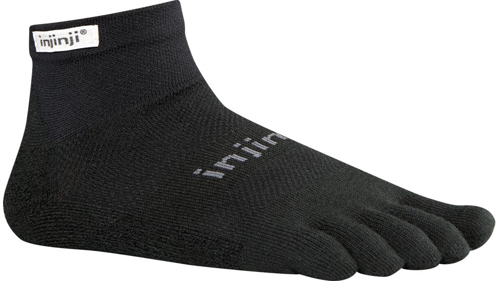 Injinji Run 2.0 Lightweight Mini-Crew Sock - Mens-Black-Large