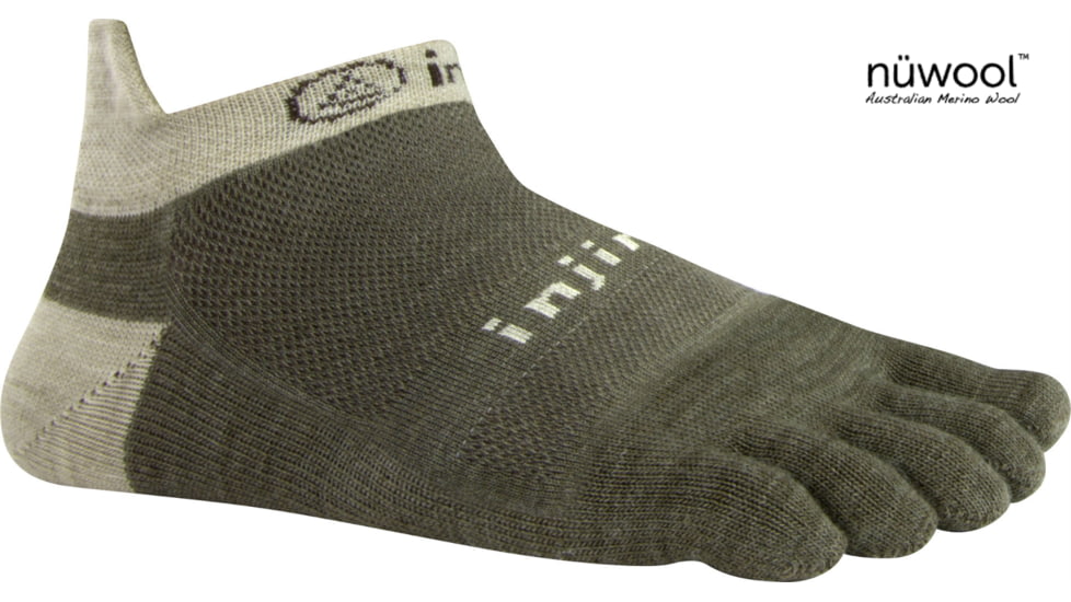 Injinji Run 2.0 Lightweight No-Show NuWool Socks - Womens-Oatmeal-Small