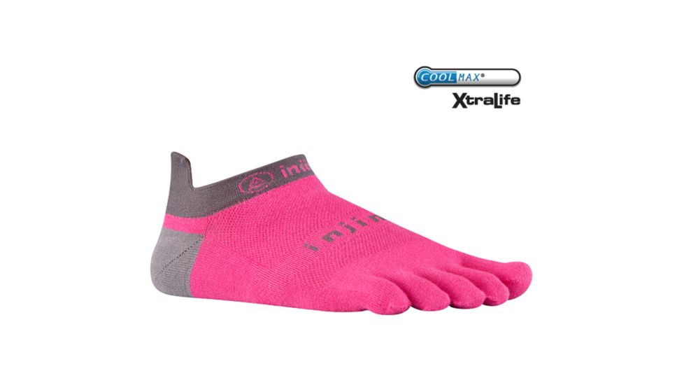 Injinji Run 2.0 Lightweight No-Show Sock - Womens-Pink-Large