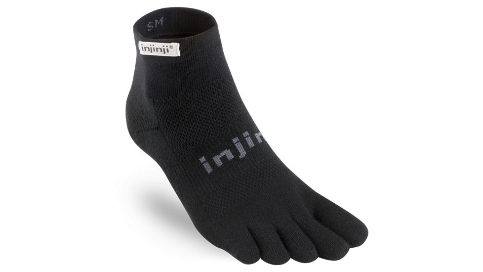 Injinji Run Lightweight Mini Crew Xtralife Socks - Mens, Black, Large, 201130-BLK-L