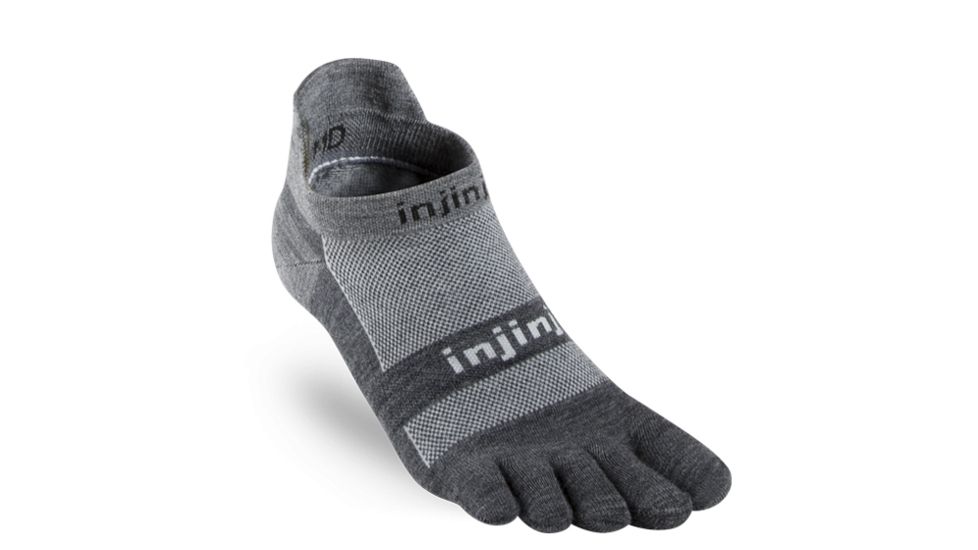Injinji Run Lightweight No Show Nuwool Socks - Mens, Charcoal And Black, Extra Large, 201310-CBS-XL
