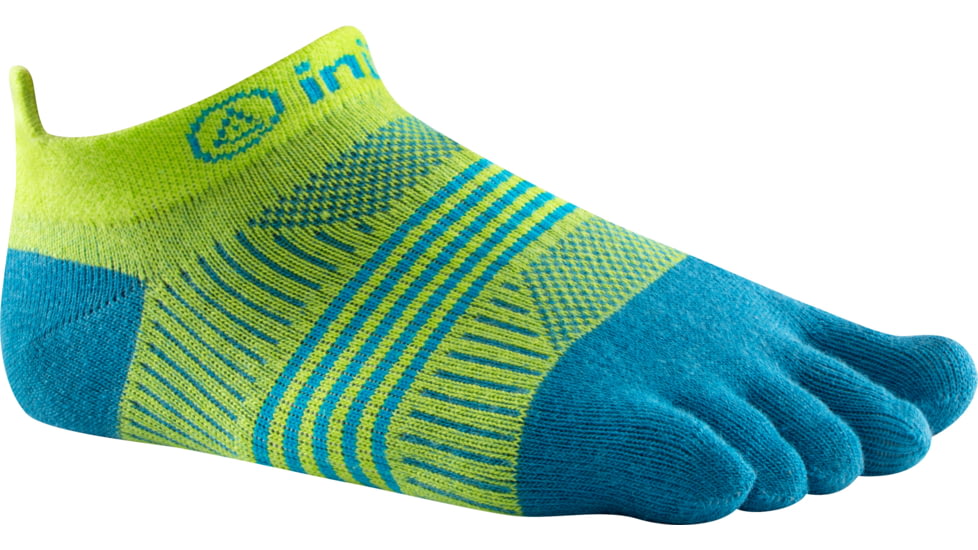 Injinji Run Lightweight No-Show Sock - Womens-Green/Blue-M/L