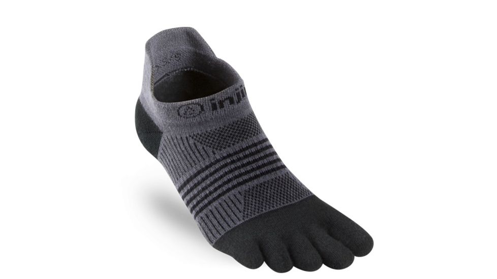 Injinji Run Lightweight No Show Socks - Womens, Black/Gray, XS/S, 201111-BLG-XS/S