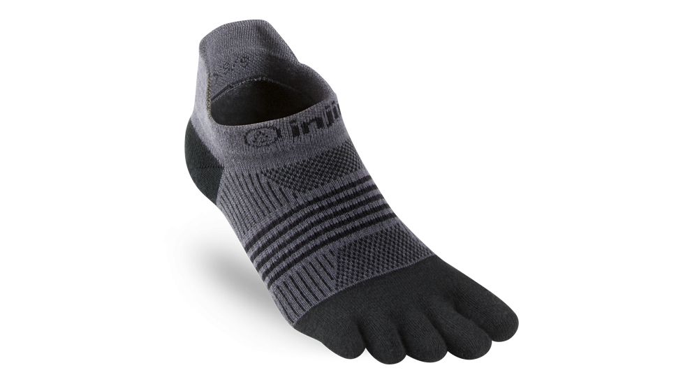 Injinji Run Lightweight No Show Socks - Womens, Black/Gray, XS/S, 201111-BLG-XS/S