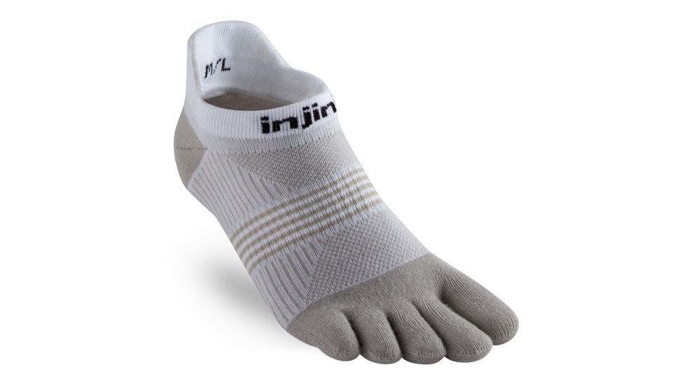 Injinji Run Lightweight No Show Socks - Womens, White/Sand, XS/S, 201111-WAS-XS/S