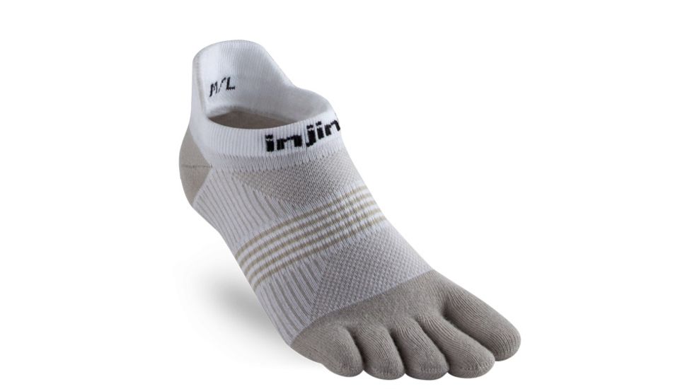 Injinji Run Lightweight No Show Socks - Womens, White/Sand, XS/S, 201111-WAS-XS/S