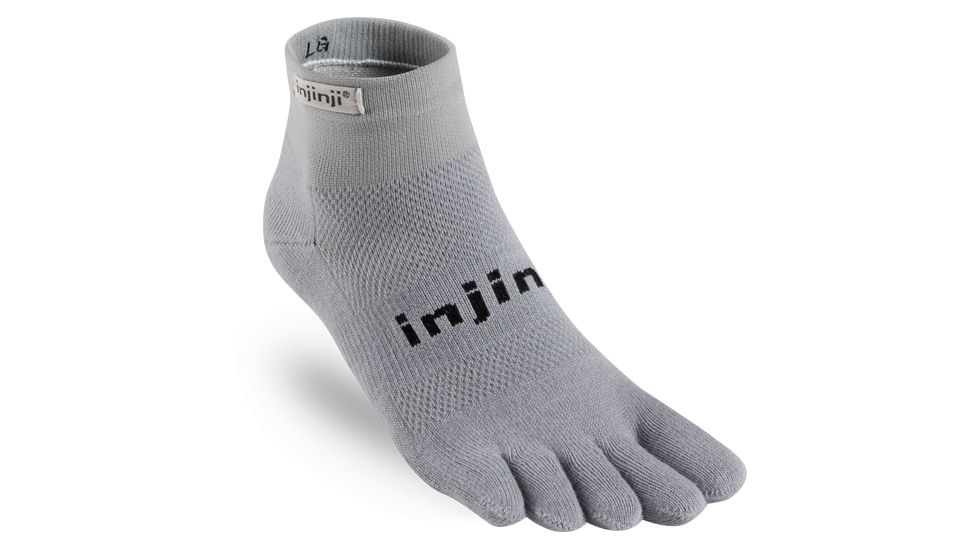Injinji Run Original Weight Mini Crew Xtralife Socks - Mens, Gray, Small, 202130-GRY-S