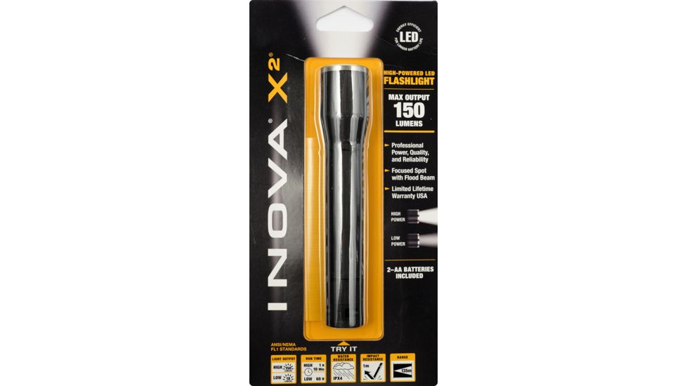 Inova X2 Dual Mode 150 Lumens Crushproof Flashlight, Black - X2DM-HB