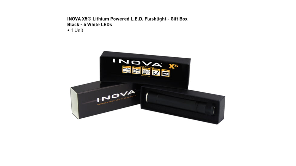Inova X5 Lithium Powered 31 Lumens LED Flashlight, Black, Gift Box X5DM-GB