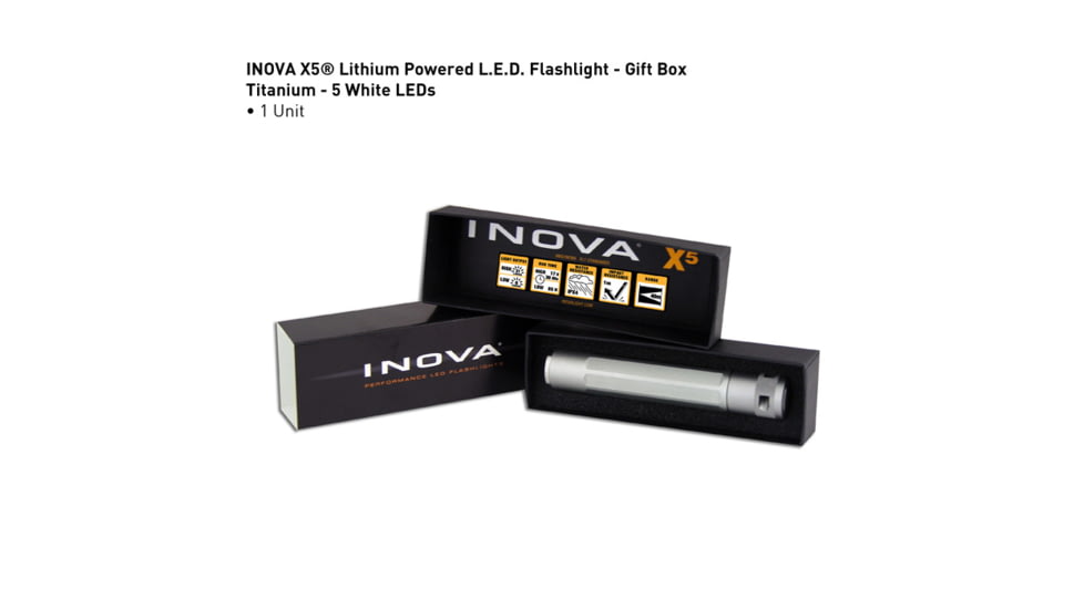 Inova X5 Lithium Powered 31 Lumens LED Flashlight, Titanium, Gift Box X5DM-GT