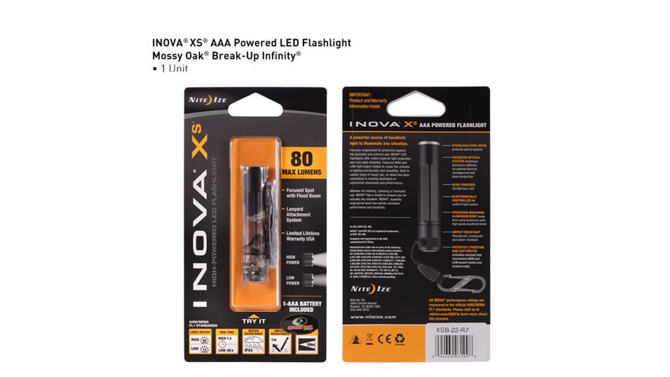 Inova XS AAA LED Flashlight,80 Lumens,Mossy Oak XSB-22-R7