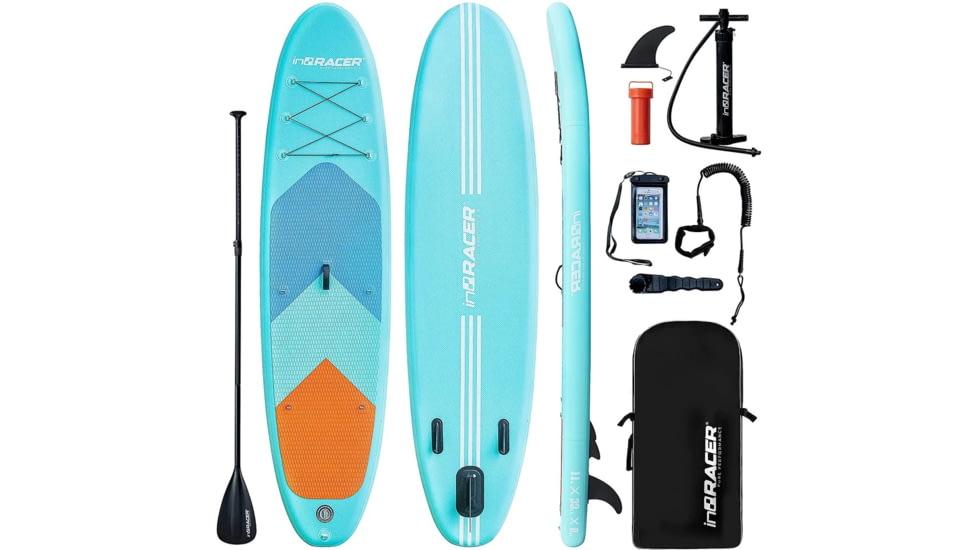 inQRACER Inflatable Stand Up Paddle Board w/Free Premium SUP Accessories &amp; Backpack, Blue, Medium, IQR-SUP-G