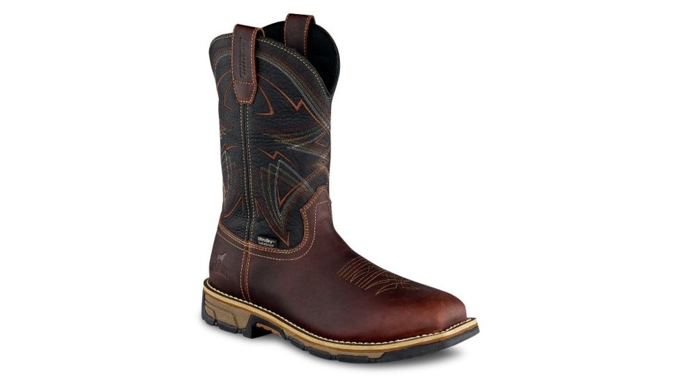 Irish Setter Marshall 83938 Mens Pull-On Boot w/ Safety Toe, 11 in Height, Waterproof, Leather, D Medium Width, Dark Brown/Black, 9.5, 83938D 095