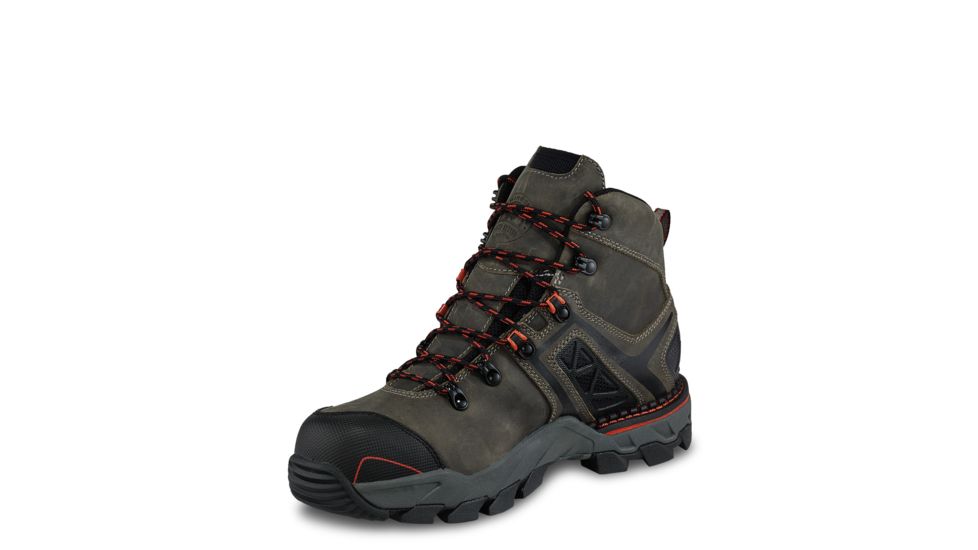 Irish Setter Mens Crosby 6in Waterproof Safety Toe Work Boots, Gray/Rust, 8 E2, 83628E2080